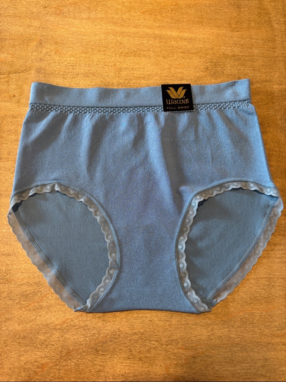 NEW Wacoal B-Smooth Pretty Full Coverage Brief Stretchy Lace Leg 875374 Blue 472